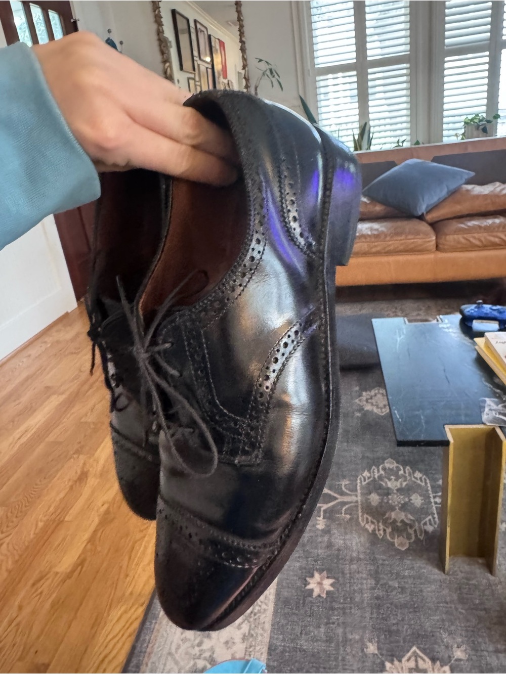 Allen Edmonds Black Leather Wingtip Derby Oxfords